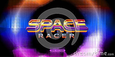 Space racer editable text style effect in retro style theme ideal Vector Illustration