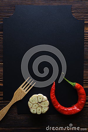 The space for the recipe for spicy food on wooden background Stock Photo