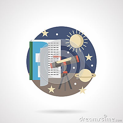 Space research detailed flat color icon Stock Photo