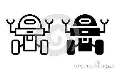 Space robot icon with outline and glyph style. Vector Illustration