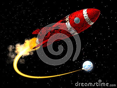 Space Rocket from Earth Stock Photo