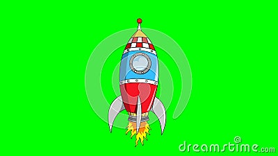 Space Rocket Flying Travelling Animation Isolated Green ...