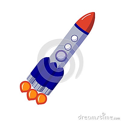 Space rocket launch. cosmic isolation of object on a white background. flat Sign of start-up Vector Illustration