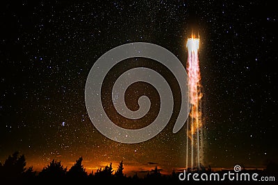 Space rocket launch earth spaceship. Stock Photo