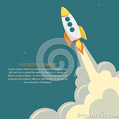 Space rocket launch. Start up Vector Illustration