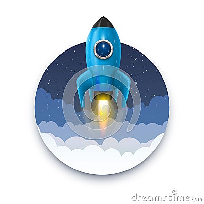 Space rocket launch, Startup creative idea, Rocket background, Vector illustration Vector Illustration