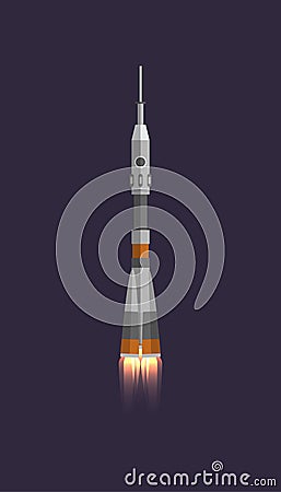 Space rocket in universe icon Vector Illustration