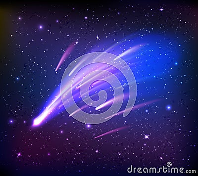 Space Scene With Comets Background Vector Illustration