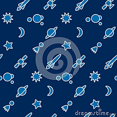 Space seamless graphic pattern. Abstract geometric textile background. Blue color space tissue design. Color fabric texture Vector Illustration