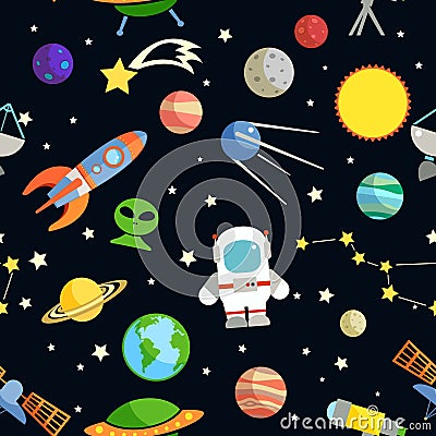 Space seamless pattern Vector Illustration