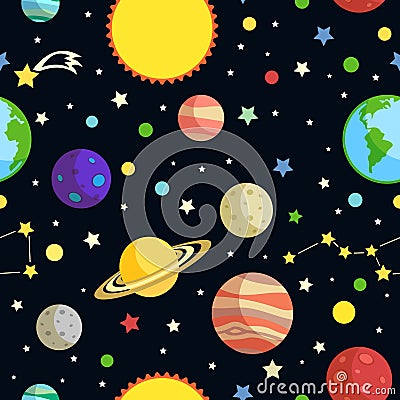 Space seamless pattern Vector Illustration