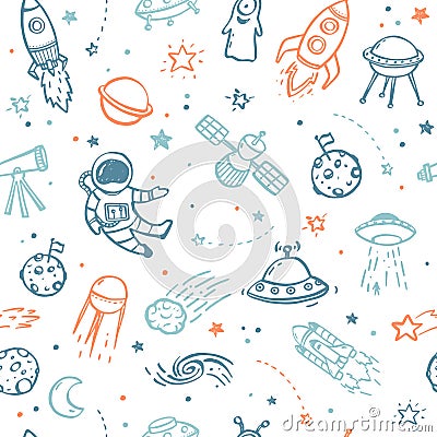 Space Seamless Pattern Vector Illustration
