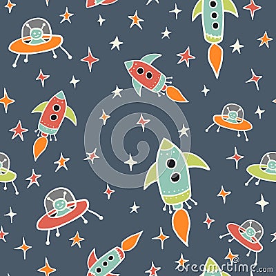 Space seamless pattern Vector Illustration