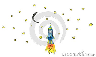 Space ship cartoon Vector Illustration