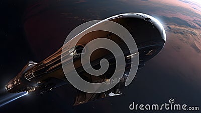 space ship for interplanetary travel in the space, generative ai Stock Photo