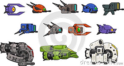 Space Shooter Game Assets Pack Vector Illustration