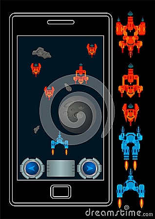 Space shooter mobile Vector Illustration