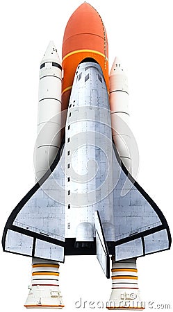 Space Shuttle, Booster Rocket, Isolated Stock Photo