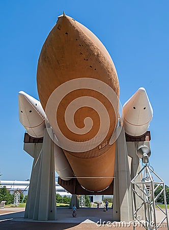 Space shuttle booster rockets and fuel tank Editorial Stock Photo