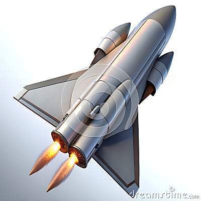 Space shuttle 3D rendering model, Space Science. Stock Photo
