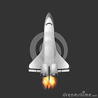 Space shuttle. Fighter. Rocket Carrier is taking off. Space design element. isolated on a gray background. Vector. Vector Illustration