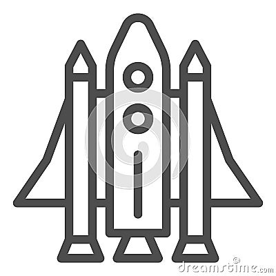 Space Shuttle line icon, transport symbol, Spaceship vector sign on white background, rocket icon in outline style for Vector Illustration