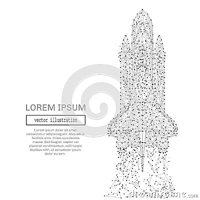 Space shuttle low poly gray Vector Illustration