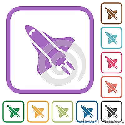 Space shuttle with propulsion simple icons Vector Illustration