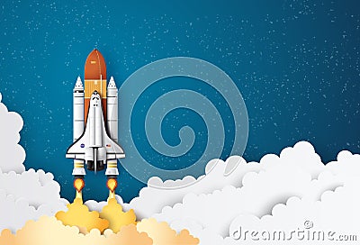 Space shuttle taking off on a mission. Vector Illustration