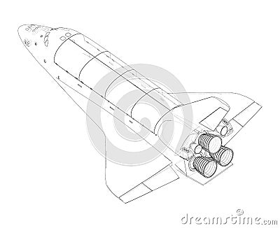 Space shuttle. Vector rendering of 3d Vector Illustration