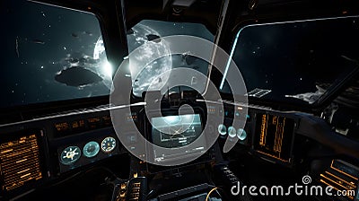 Space simulation game with trading and combat elements Hy generative AI Stock Photo