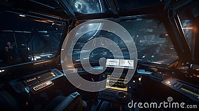 Space simulation game with trading and combat elements Hy three generative AI Stock Photo