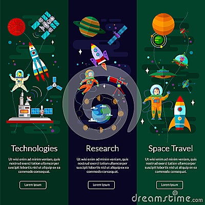 Space, spaceship, astronaut, planets, space station and ufo. Vector Illustration