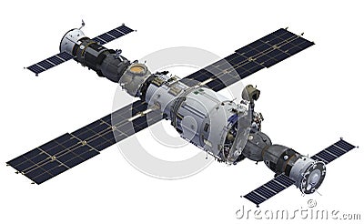 Space Station And Spacecrafts Stock Photo