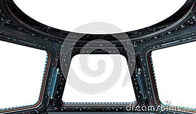 Space station window 3D rendering Stock Photo