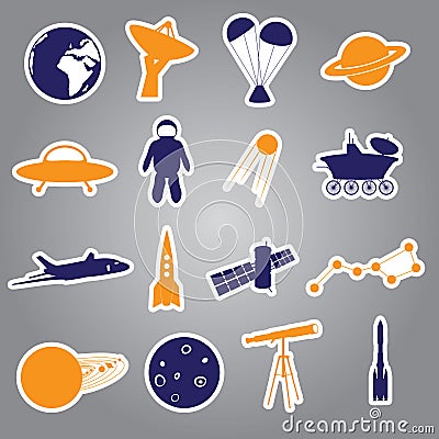 Space stickers set eps10 Vector Illustration
