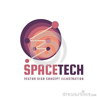 Space Tech - vector logo template concept illustration. Abstract planet creative sign. Electronic technology symbol. Vector Illustration