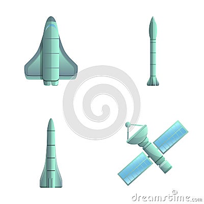 Space technology icons set cartoon vector. Space equipment Vector Illustration