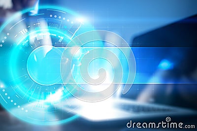 Space for text on Abstract background. Virtual screen futuristic interface. Innovation technology internet concept. Stock Photo