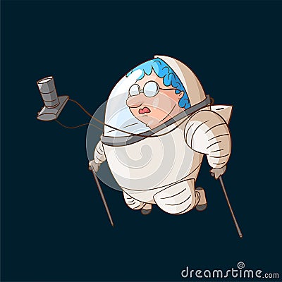 Space tourist in zero gravity Vector Illustration