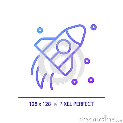 Space travel pixel perfect gradient linear vector icon Vector Illustration