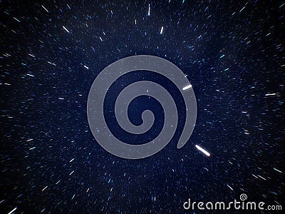 Space travel throught star trails with hyperspace jump background 3d render Stock Photo