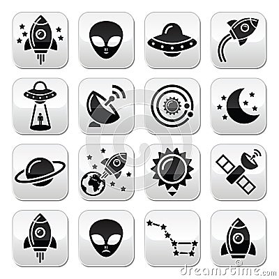 Space and UFO icons set Stock Photo