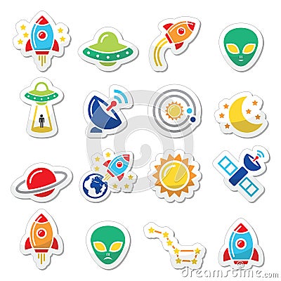 Space and UFO icons set Stock Photo