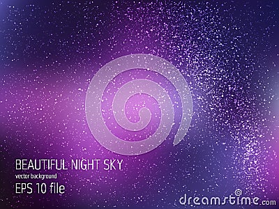 Space vector background with stars. Universe illustration. Colored cosmos backdrop with stars claster. Vector Illustration