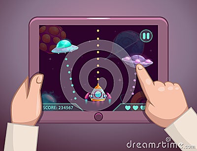 Space video game concept. Vector Illustration