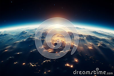 Space view, Earth as a blurred background, seen from orbit Stock Photo