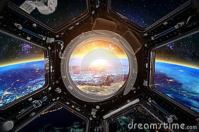 Spacecraft. Elements of this image furnished by NASA. Stock Photo