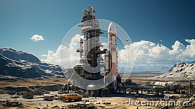 Spacecraft launch base. Generative AI Stock Photo