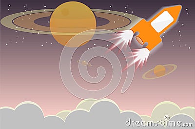 Spacecraft travel with night scene vector Vector Illustration